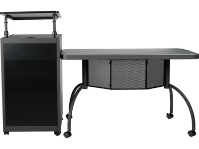 Oklahoma Sound WorkPod 41" Floor Lectern with Desk, Black/Charcoal Slate/White Nebula (TWP1)