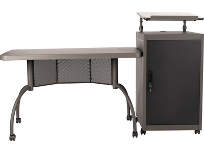 Oklahoma Sound WorkPod 41" Floor Lectern with Desk, Black/Charcoal Slate/White Nebula (TWP1)