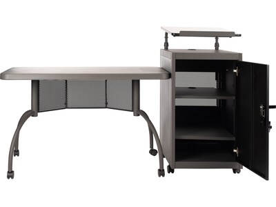 Oklahoma Sound WorkPod 41" Floor Lectern with Desk, Black/Charcoal Slate/White Nebula (TWP1)