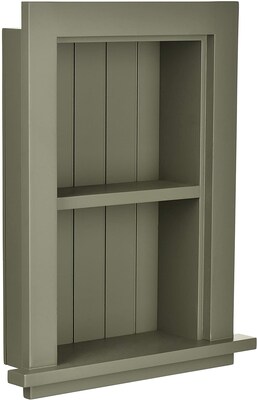 AdirHome Recessed Wall Mount Shelf, Wooden Utility Storage Shelf, 12.75 W, Green (515-01-GRN)