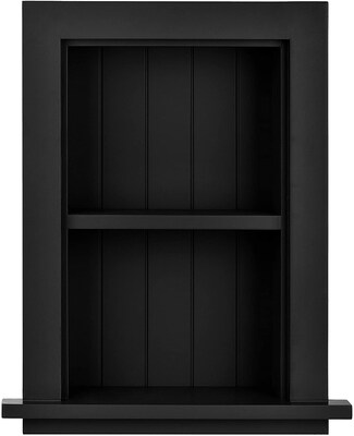 AdirHome Recessed Wall Mount Shelf, Wooden Utility Storage Shelf, 12.75 W, Black (515-01-BLK)