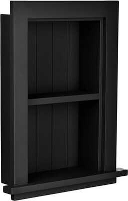 AdirHome Recessed Wall Mount Shelf, Wooden Utility Storage Shelf, 12.75 W, Black (515-01-BLK)
