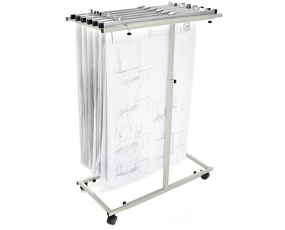 AdirOffice Steel Mobile Blueprint Storage, Vertical Plan Center with Hanging Clamps, Gray (614-6036)