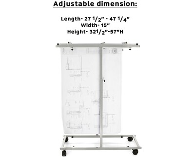 AdirOffice Steel Mobile Blueprint Storage, Vertical Plan Center with Hanging Clamps, Gray (614-6036)