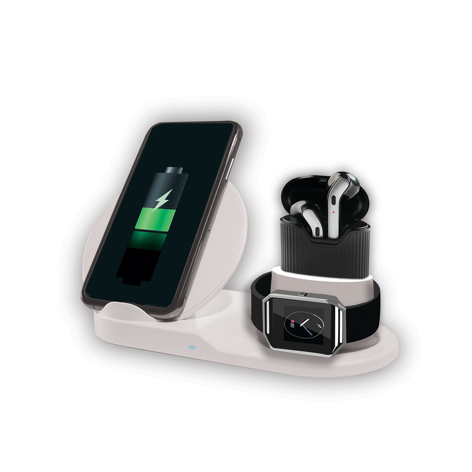 ITEK 3-in-1 Wireless Charging Stand for Apple Watch, Airpods, IPhone and Android Phones, Black (WSC-6/1772)