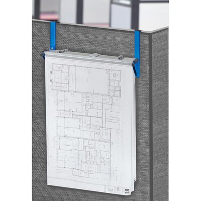 AdirOffice 18.25'' Steel Blueprint Storage Large File Cubicle Wall Rack, Blue (618-BLU)
