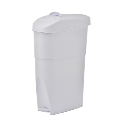 Alpine Industries Step-On Sanitary Napkin Receptacle, Compact Garbage Bin, 19 Qt, White