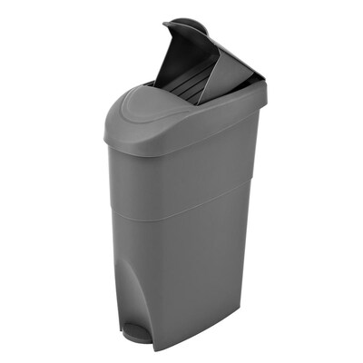 Alpine Industries Step-On Sanitary Napkin Receptacle, Compact Garbage Bin, 19 Qt, Gray