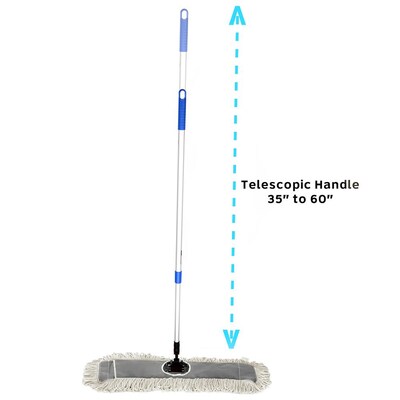 Alpine Industries 24 in. Cotton Dust Mop Set With Telescopic Handle 2 Pack