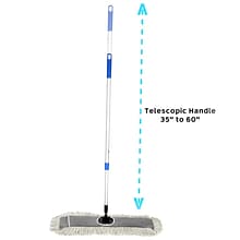 Alpine Industries 24 in. Cotton Dust Mop Set With Telescopic Handle 2 Pack