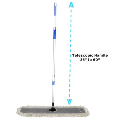 Alpine Industries 36 in. Cotton Dust Mop Set With Telescopic Handle 2 Pack Set