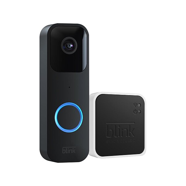 Blink Wired/Wireless Video Doorbell with Sync Module 2, Black (53-026643)