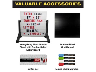 Excello Global Products Changeable Message Indoor/Outdoor Swinging Sidewalk Sign, 43.75" x 42", Black/White/Red (EGP-HD-0193-OS)