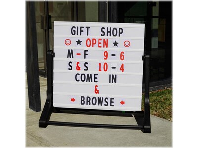 Excello Global Products Changeable Message Indoor/Outdoor Swinging Sidewalk Sign, 43.75" x 42", Black/White/Red (EGP-HD-0193-OS)