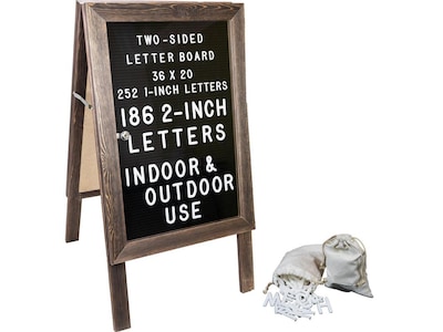 Excello Global Products Changeable Message Indoor/Outdoor Sidewalk Sign, 20 x 36, Black/Wood (EGP-