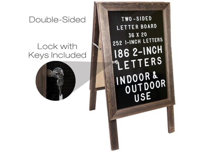 Excello Global Products Changeable Message Indoor/Outdoor Sidewalk Sign, 20" x 36", Black/Wood (EGP-HD-0084)