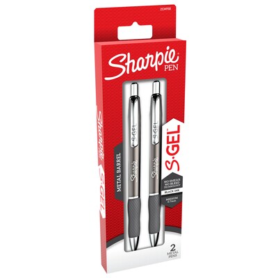 Sharpie S-Gel Metal Barrel Retractable Gel Pen, Medium Point, Black Ink, 2/Pack (2134918)