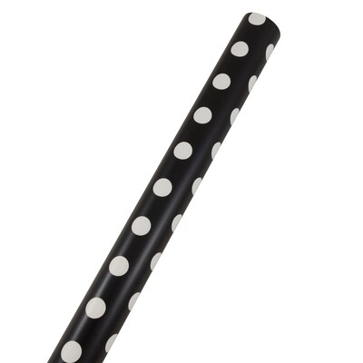 JAM PAPER Gift Wrap, Polka Dot Wrapping Paper, 25 Sq Ft per Roll, Black with White Dots, 2/Pack