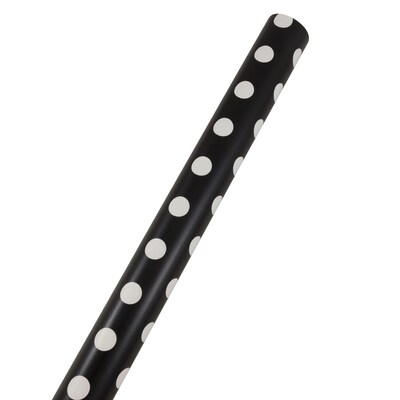 JAM Paper Wrapping Paper, 25 Sq. ft. x 30", Black with White Dots, 2/Pack (2226416992A)