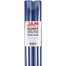 JAM PAPER Gift Wrap, Glossy Wrapping Paper, 25 Sq Ft per Roll, Royal Blue, 2/Pack