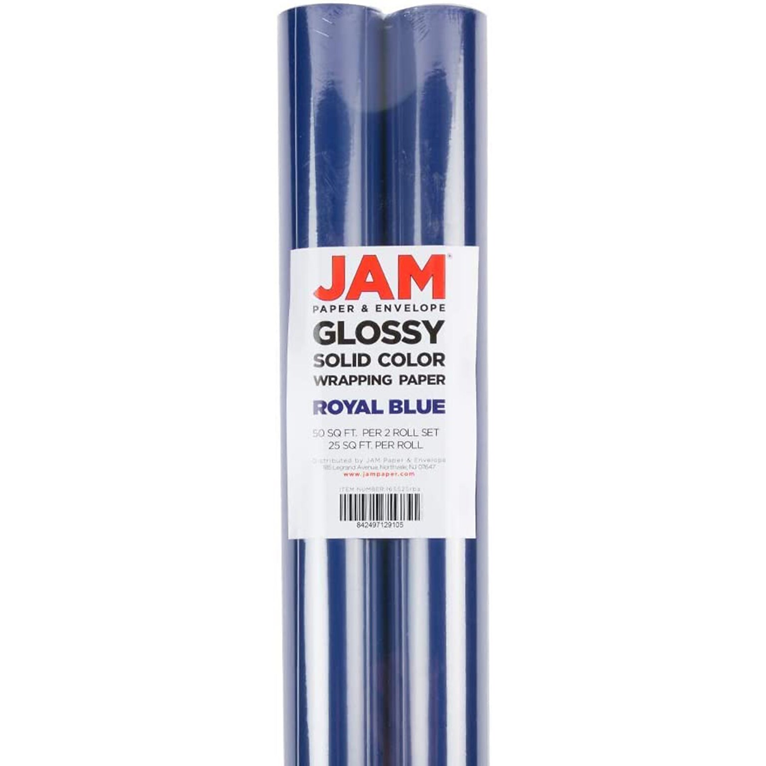 JAM Paper Wrapping Paper, 25 Sq. ft. x 30, Royal Blue, 2/Pack (165S25RBA)
