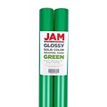 JAM PAPER Gift Wrap, Glossy Wrapping Paper, 25 Sq Ft per Roll, Green, 2/Pack