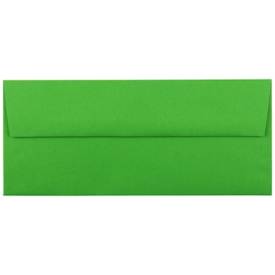 JAM Paper Gummed #10 Business Envelope, 4 1/8" x 9 1/2", Green Brite Hue, 50/Pack (15862I)
