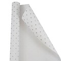 JAM PAPER Gift Wrap, Polka Dot Wrapping Paper, 25 Sq Ft per Roll, White with Silver Glitter Dots, 2/