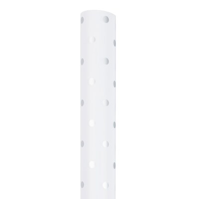 JAM Paper Wrapping Paper, 25 Sq. ft. x 30", White with Silver Glitter Dots, 2/Pack (226432368A)