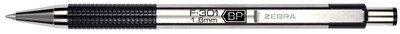 Zebra F-301 Retractable Ballpoint Pen, Bold Point, 1.6mm, Black Ink, 2 Pack (27312)