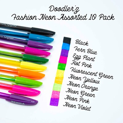 Zebra Doodler'z Gel Stick Pen, 1.0 mm, Assorted Neon, Set of 10