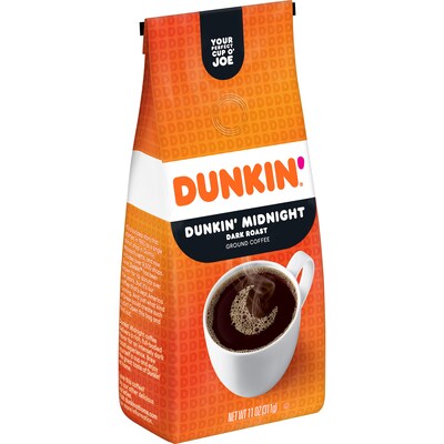 Dunkin’ Midnight Dark Roast Ground Coffee, 11 oz. Bag (SMU00076)