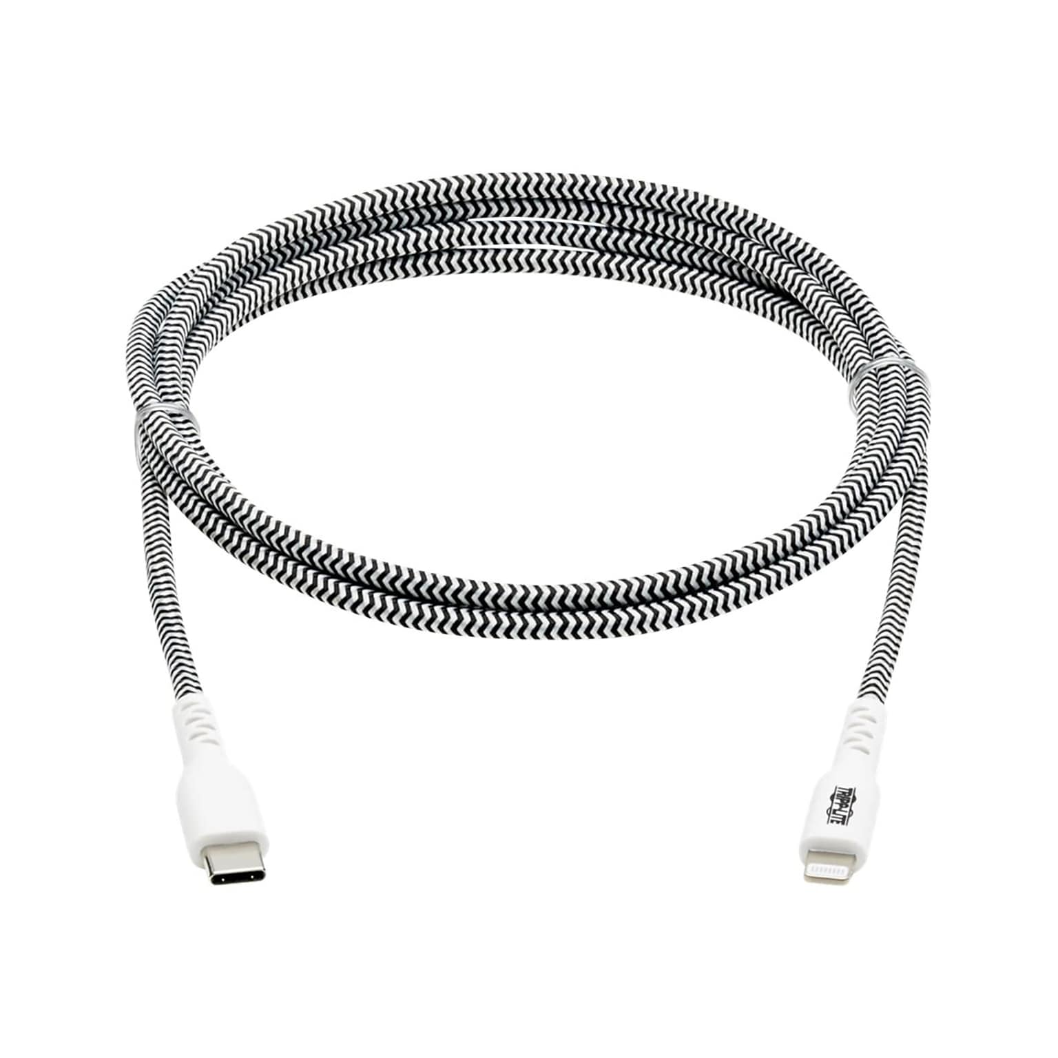 Tripp Lite Lightning USB Cable for Most Smartphones, Black/White (M102-010-HD)