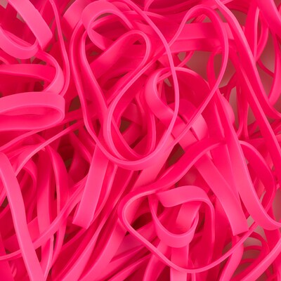 JAM Paper Multi-Purpose #64 Rubber Bands, 3.5" x .25", Non-Latex, Pink, 100/Pack (33364RBPI)