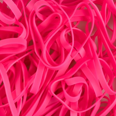 JAM Paper Multi-Purpose #64 Rubber Bands, 3.5" x .25", Latex Free, Pink, 100/Pack (33364RBPI)