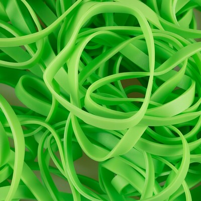 JAM Paper Multi-Purpose #64 Rubber Bands, 3.5" x .25", Non-Latex, Green, 100/Pack (33364RBGR)