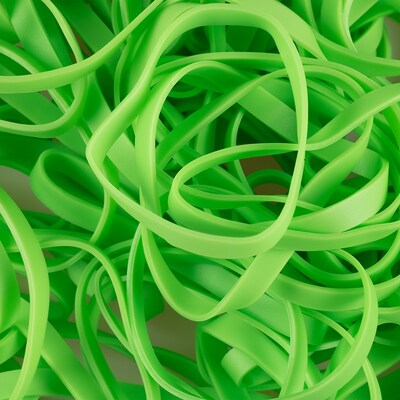 JAM Paper Multi-Purpose #64 Rubber Bands, 3.5" x .25", Latex Free, Green, 100/Pack (33364RBGR)