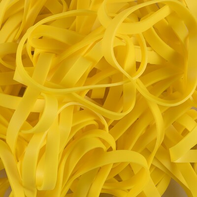JAM Paper Multi-Purpose #64 Rubber Bands, 3.5" x .25", Non-Latex, Yellow, 100/Pack (33364RBYE)