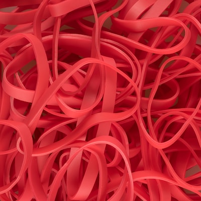 JAM Paper Multi-Purpose #64 Rubber Bands, 3.5" x .25", Non-Latex, Red, 100/Pack (33364RBRE)