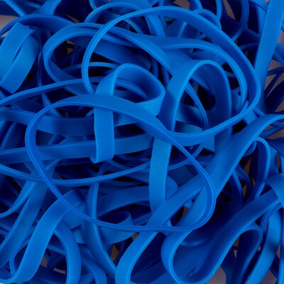 JAM Paper Multi-Purpose #64 Rubber Bands, 3.5" x .25", Latex Free, Blue, 100/Pack (33364RBBU)