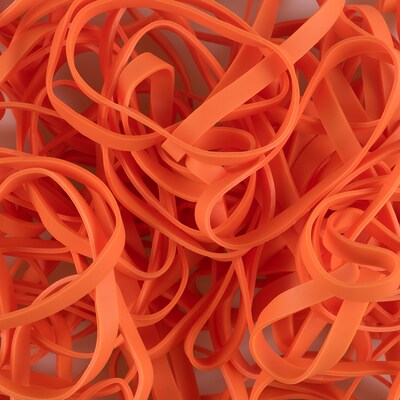 JAM Paper Multi-Purpose #64 Rubber Bands, 3.5" x .25", Non-Latex, Orange, 100/Pack (33364RBOR)