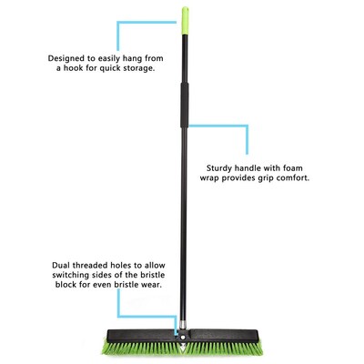 Alpine Industries 18" Green Multi-Surface Push Broom, (2-Pack)