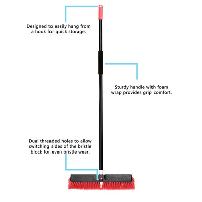 Alpine Industries 18" Red Smooth Surface Push Broom, (2-Pack)