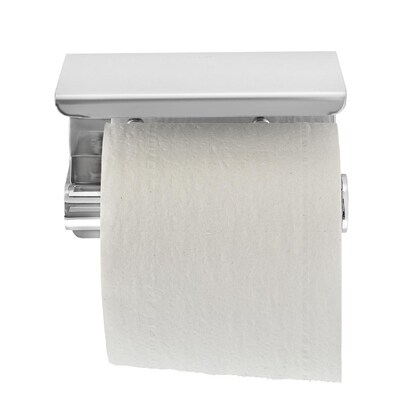 Alpine Industries Toilet Paper Holder with Shelf Storage Rack, Single Post Dispenser, Chrome, (2-Pack)