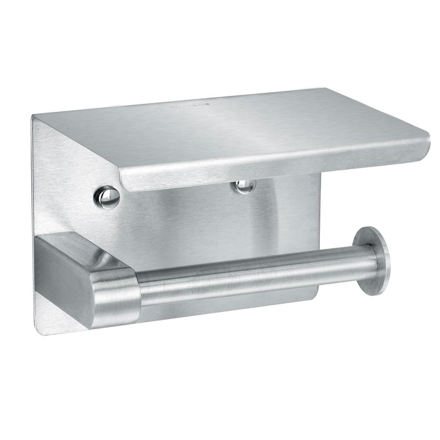 Alpine Industries Toilet Paper Holder with Shelf Storage Rack, Single Post Dispenser, Stainless Steel, (2-Pack)