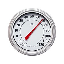 Infinity Instruments Silvertide Indoor/Outdoor Wall Thermometer, Analog, Silver (15355SV-4336)