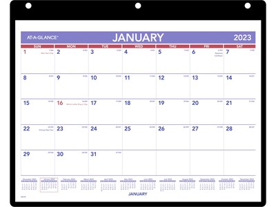 2023 AT-A-GLANCE 11 x 8 Monthly Wet-Erase Desk or Wall Calendar, White/Purple/Red (SK8-00-23)