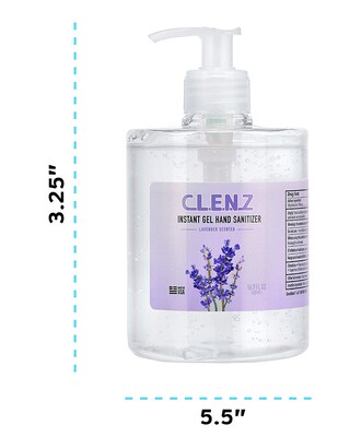 Alpine Industries Clenz Gel Hand Sanitizer, Lavender Scented, 6-Pack Pump 16 oz Bottles