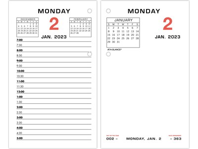 2023 AT-A-GLANCE 6 x 3.5 Daily Loose-Leaf Desk Calendar Refill, White (E017-50-23)