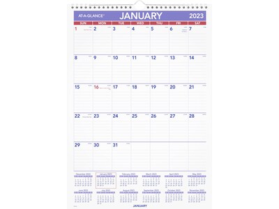 2023 AT-A-GLANCE 12 x 17 Monthly Wall Calendar, White/Purple/Red (PM2-28-23)